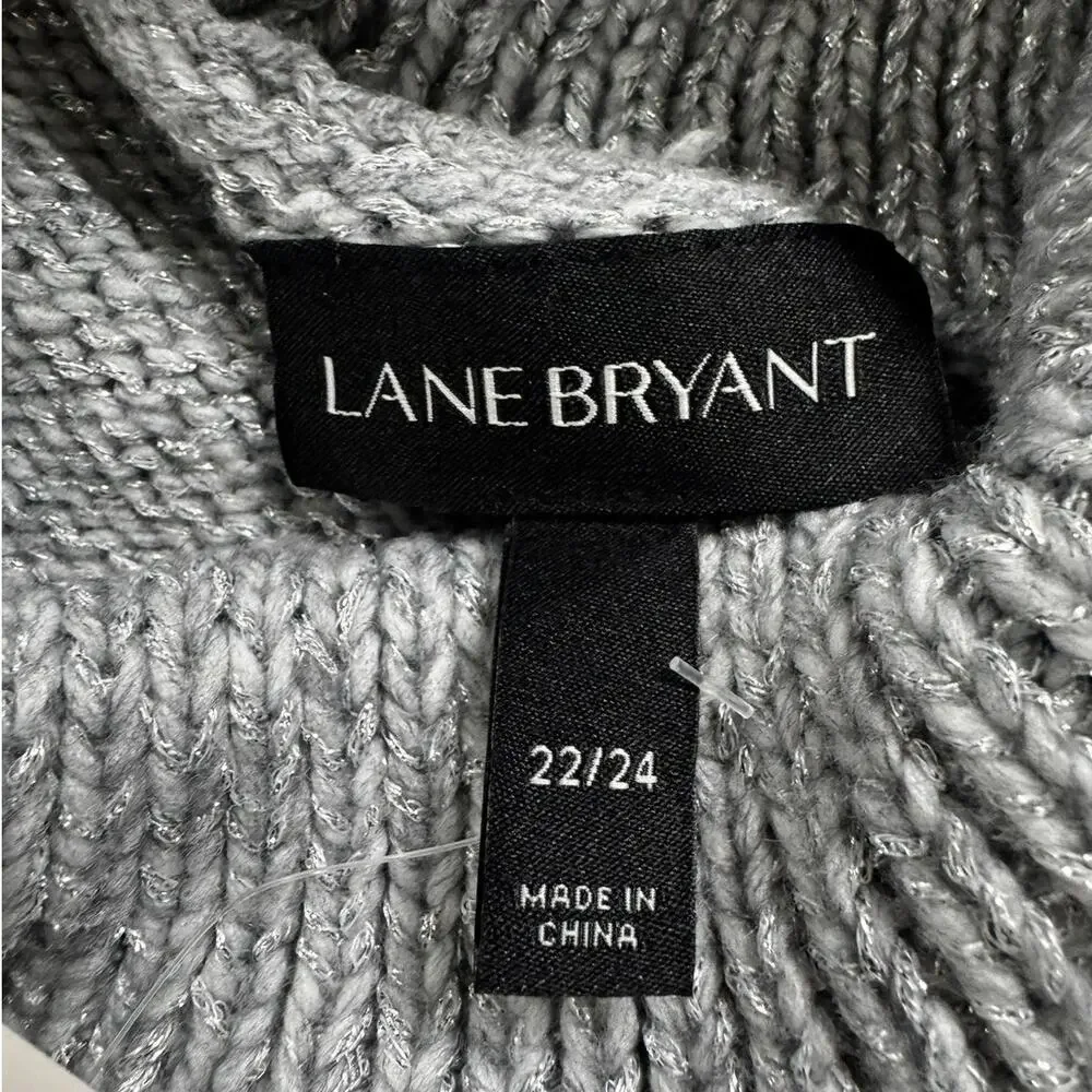 Lane Bryant NEW NWT Womens Plus Size 22/24 Metallic Gray Turtleneck Sweater